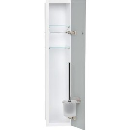 Caisson WC encastré Flat hauteur 800 intérieur revêtu blanc, 1 porte grise, droite