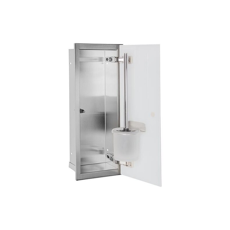 Niche à encastrer pour WC acier inoxydable complète Zero 450 1 porte vitrée blanche à droite