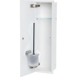 Caisson WC encastré Flat hauteur 600 intérieur revêtu blanc, 1 porte blanche, gauche