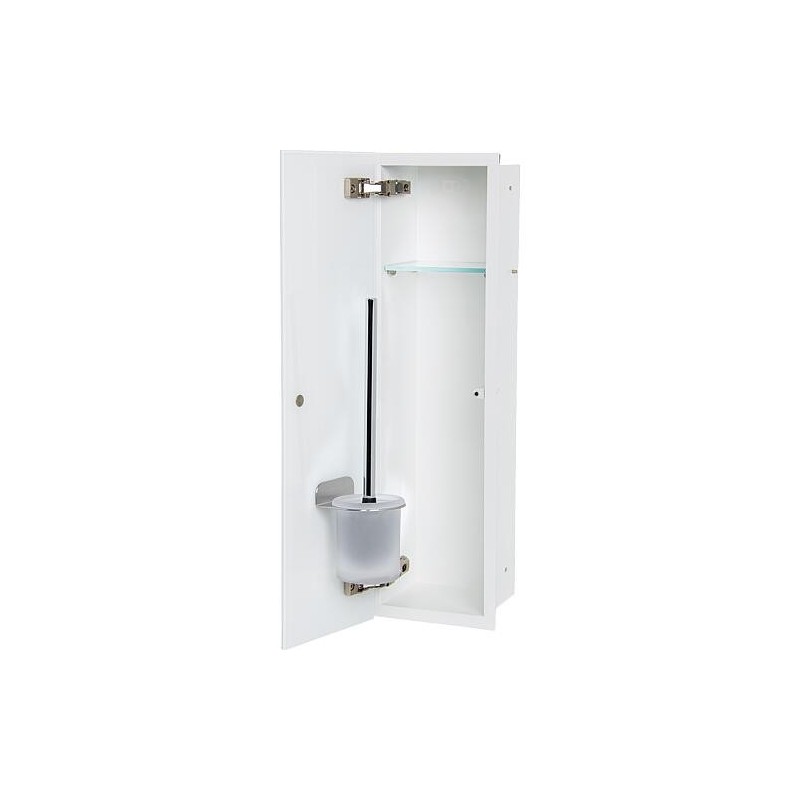 Caisson WC encastré Flat hauteur 600 intérieur revêtu blanc, 1 porte blanche, gauche