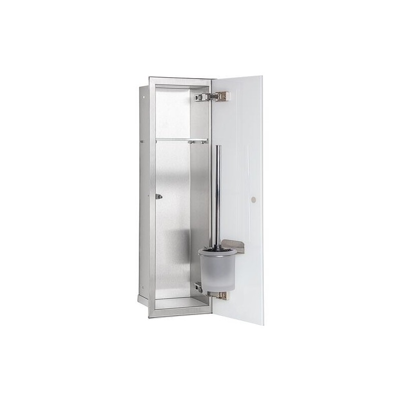 Niche à encastrer pour WC acier inoxydable complète Zero 600 1 porte vitrée blanche à droite