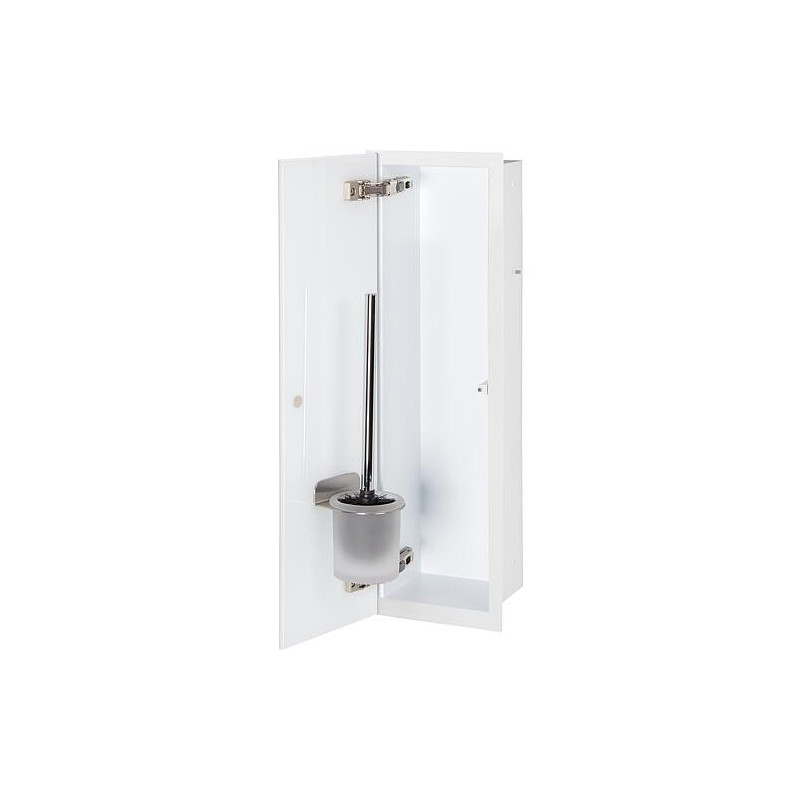 Caisson WC encastré Flat hauteur 450 intérieur revêtu blanc, 1 porte blanche, gauche