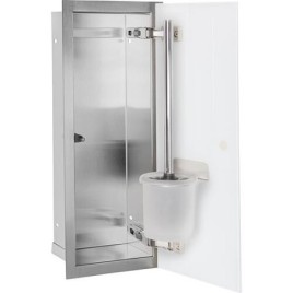 Niche à encastrer en inox pour WC hauteur 450 intérieur inox brossé, 1 porte blanche, droite