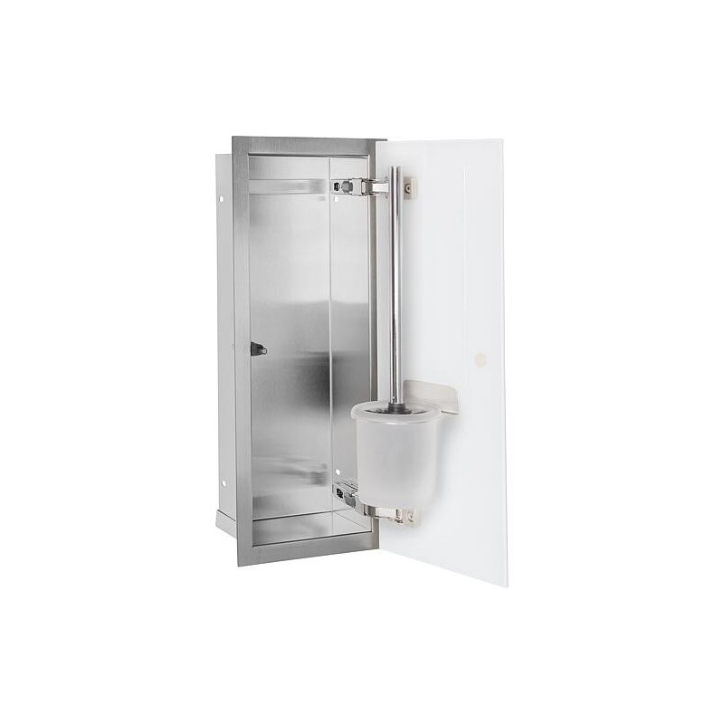 Niche à encastrer en inox pour WC hauteur 450 intérieur inox brossé, 1 porte blanche, droite