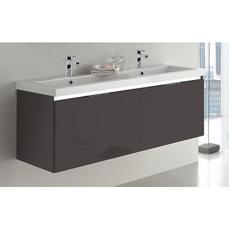 Meuble sous-vasque + vasque en fonte minérale EPIC anthracite brillant 2 tiroirs 1210x580x510mm