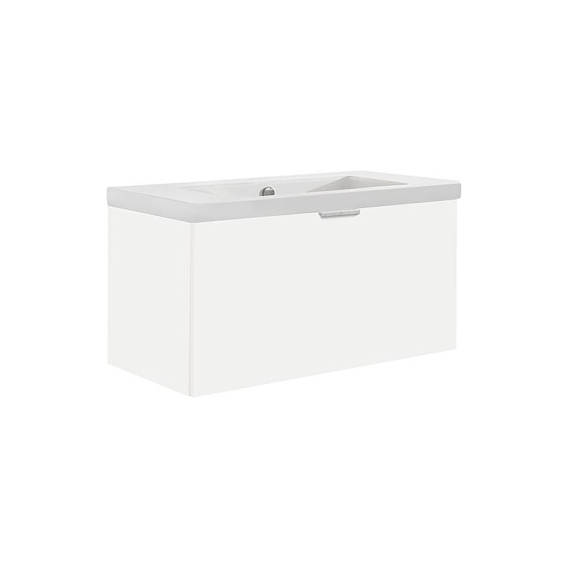 Meuble sous-vasque + vasque en céramique EPIL blanc mat 1 tiroir 860x550x510mm