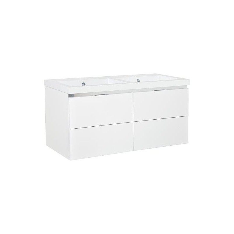 Meuble sous-vasque + vasque en fonte minérale EPIC blanc mat 4 tiroirs 1210x580x510mm