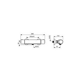 Mitigeur Thermostatique de douche apparent Hansa Hansamicra, chromé