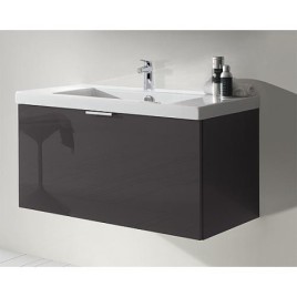 Meuble sous-vasque + vasque en céramique EPIL anthracite brillant 1 tiroir 860x550x510mm