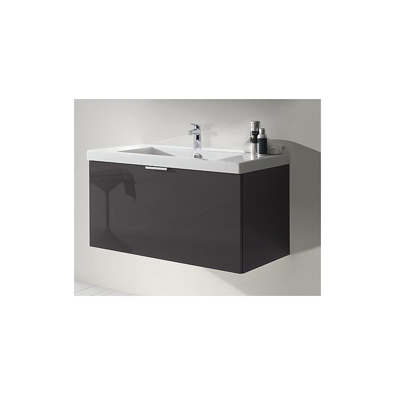 Meuble sous-vasque + vasque en céramique EPIL anthracite brillant 1 tiroir 860x550x510mm