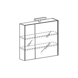 Armoire à glace EGAN avec éclairage Orme gris, 2 portes 800x770x160mm