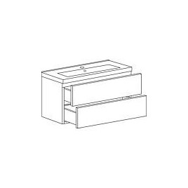 Meuble sous-vasque + vasque en céramique EGAN chêne cendré 2 tiroirs 853x466x455mm