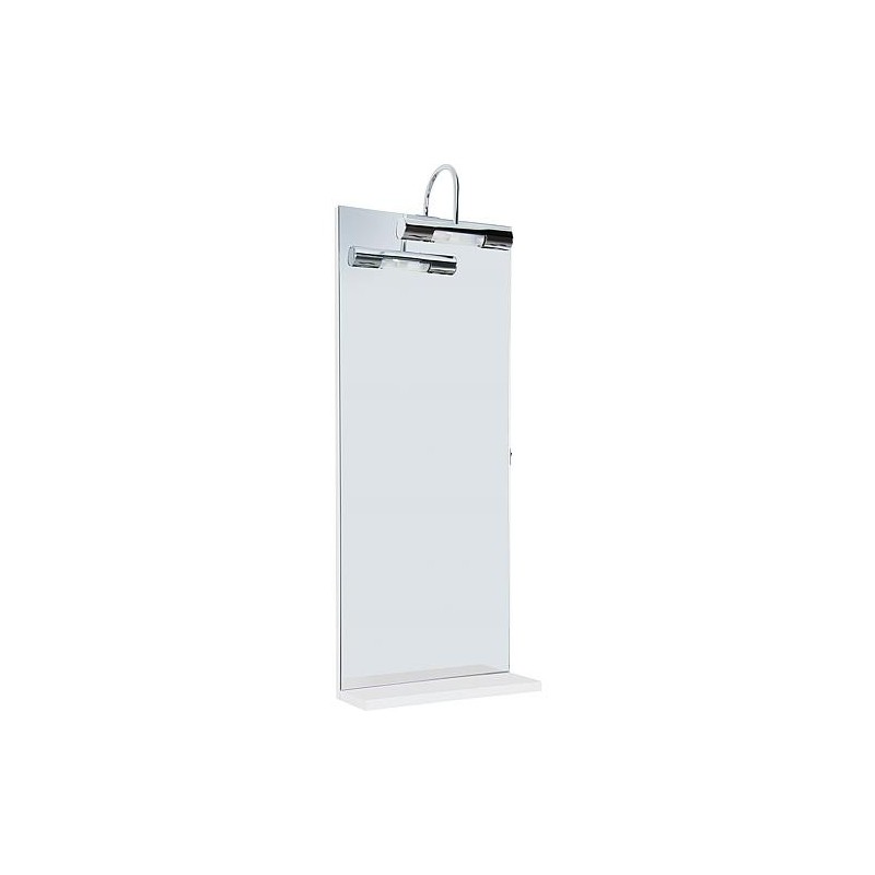 Miroir ELYP avec éclairage + Tablettes blanc mat 350x900mm