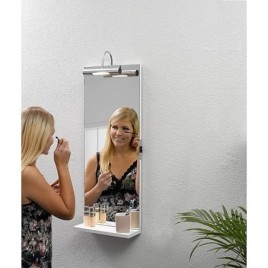 Miroir ELYP avec éclairage + Tablettes blanc mat 350x900mm