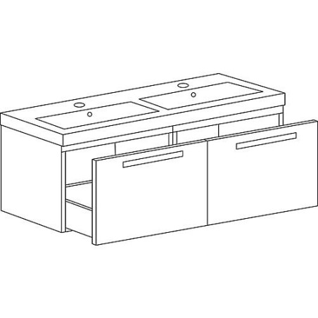 WTU+WT en fonte minérale EBLI blanc brillant 2 tiroirs 1210x494x510mm