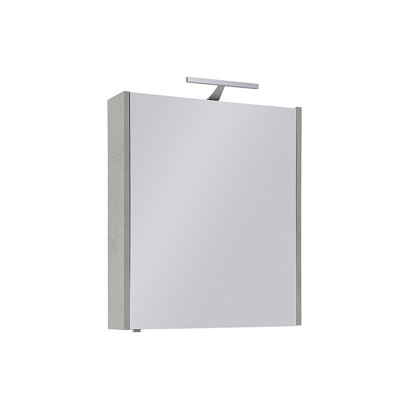 Armoire à glace avec éclairage chêne gris décor pierre 1 porte 600x750x188mm