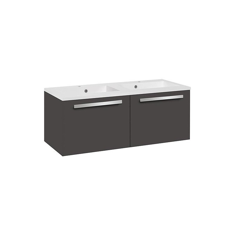 WTU+WT en fonte minérale EBLI anthracite brillant 2 tiroirs 1210x494x510mm