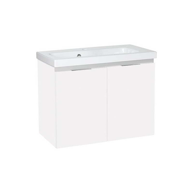 Meuble sous-vasque + vasque en céramique EOLA blanc brillant 2 portes 710x580x380mm