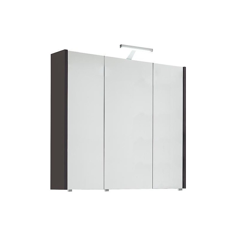 Armoire à glace avec éclairage anthracite brillant 3 portes 850x750x188mm