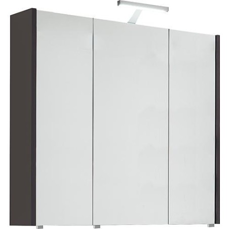 Armoire à glace avec éclairage anthracite brillant 3 portes 850x750x188mm