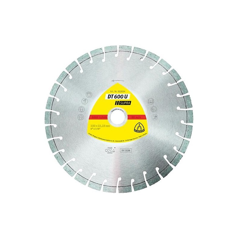 Disque à tronçonner diamant Klingspor DT 600 U SUPRA 125 x 2,4 x 22,23 mm 15 segments