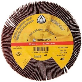 Roues à lamelles abrasives Klingspor CS 310 XF, 125 x 20 mm, grain 80 Filetage M 14