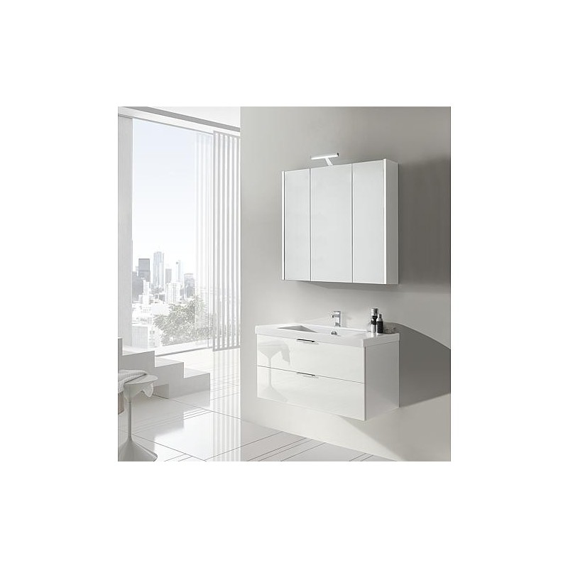 Ensemble de meubles de salle de bains EPIL série MBF blanc brillant 2 tiroirs largeur 860mm