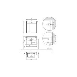 Ensemble de meubles de salle de bains EOLA anthracite brillant, 2 portes, largeur 710mm