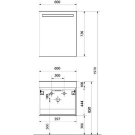 Ensemble de meubles de salle de bains ENNA série MAB blanc mat largeur 600mm