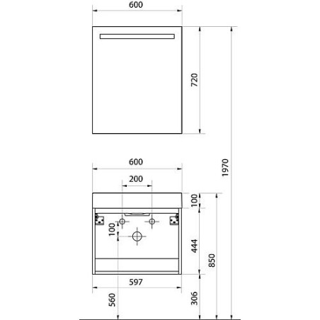 Ensemble de meubles de salle de bains ENNA série MAB blanc mat largeur 600mm