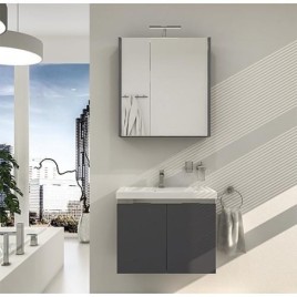 Ensemble de meubles de salle de bains EOLA anthracite mat, 2 portes, largeur 710mm