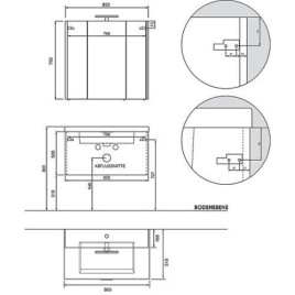 Ensemble de meubles de salle de bains EPIL série MBF blanc brillant 1 tiroir largeur 860mm