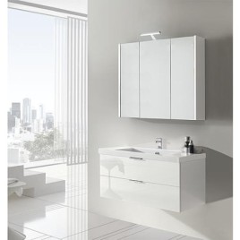 Ensemble de meubles de salle de bains EPIL série MBF blanc brillant 2 tiroirs largeur 1060mm