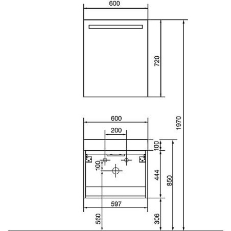 Ensemble de meubles de salle de bains ENNA série MAB anthracite brillant largeur 600mm