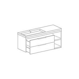 Meuble sous-vasque + vasque  en fonte minérale LOSSA 2 tiroirs,1 élément bas ouvert blanc mat