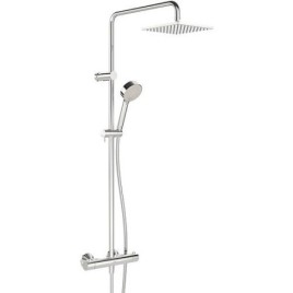 Colonne de douche Hansa Hansaunita ECO Douchette, pomme de douche carrée 200 x 200 mm et mitigeur thermostatique chromé