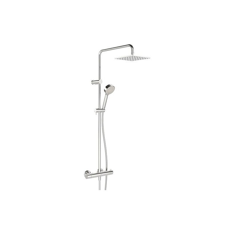 Colonne de douche Hansa Hansaunita ECO Douchette, pomme de douche carrée 200 x 200 mm et mitigeur thermostatique chromé