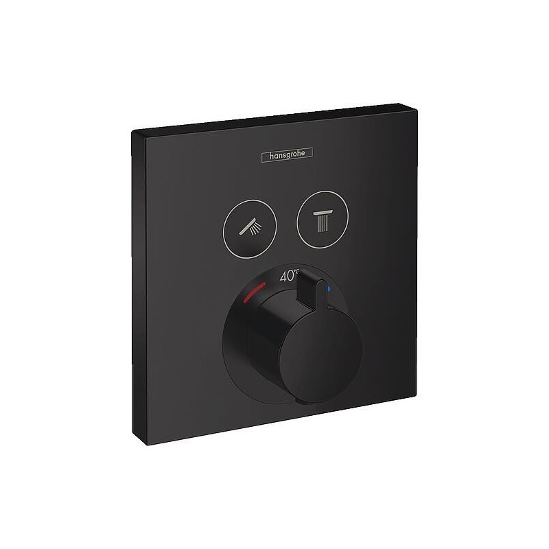 Mitigeur thermostatique encastré Hansgrohe ShowerSelect set de finition 2 consommateurs noir mat