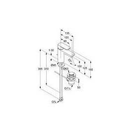 Mitigeur lavabo Kludi Pure & Style 100, déport 120 mm, chromé