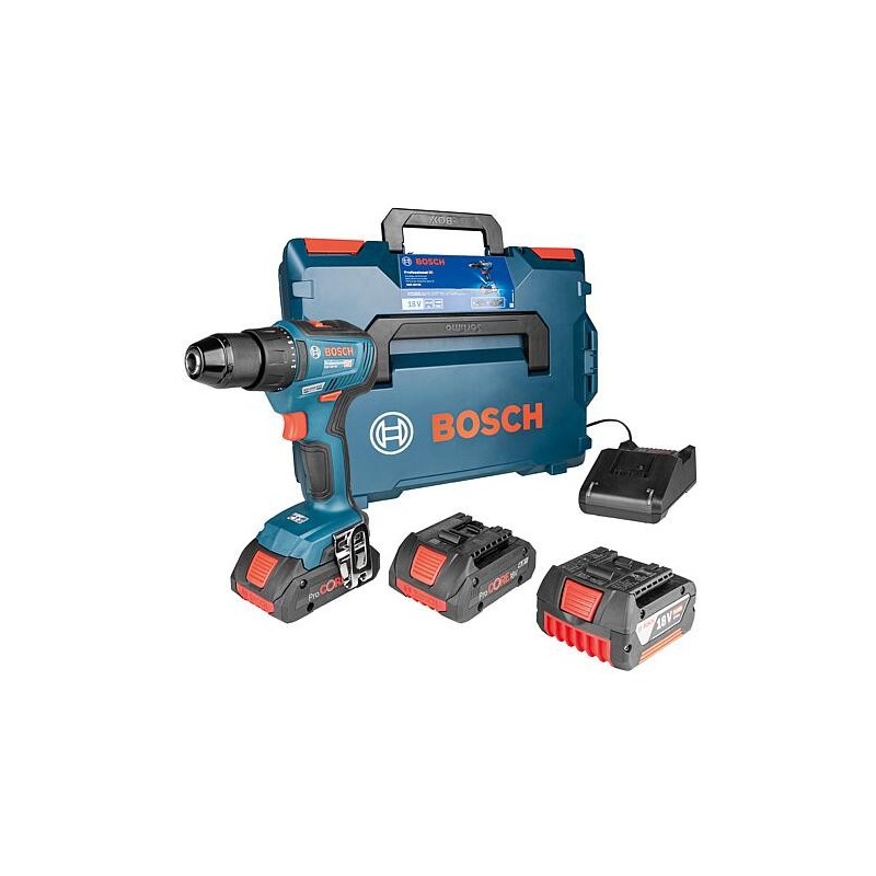 Kit sans fil Bosch 18V: 1x visseuse-perceuse sans fil GSR 18V-55 avec 2x 4,0 ProCORE bat. 1x chargeur et 1x bat. GBA 18V 5,0 AH