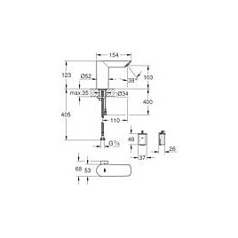 Robinetterie de lavabo infrarouge Grohe Bau Cosmopolitan E, avec réglage de température, alimentation secteur