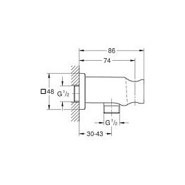 Coude de raccordement mural Grohe Rainshower avec support de douche, chrome carré