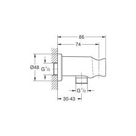 Coude de raccordement mural Grohe Rainshower avec support de douche, chrome rond