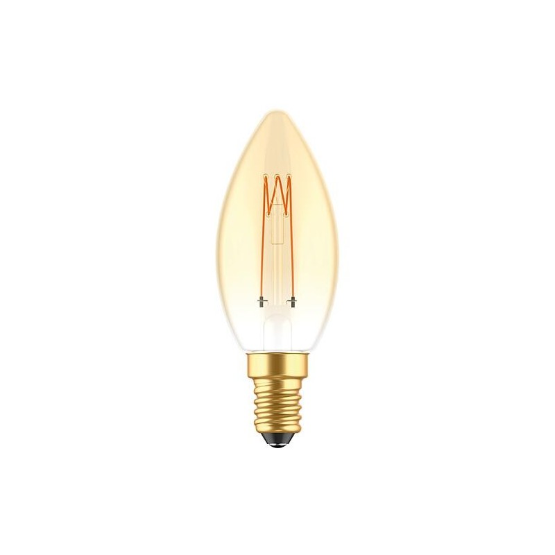 Ampoule LED déco/vintage - forme bougie C35 E14 2,5W 136mc 1800K or 330° - à intensité variable