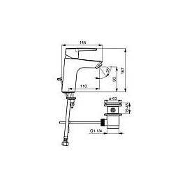 Mitigeur de lavabo Hansapolo XL avec garniture d’écoulement, chromé Eco