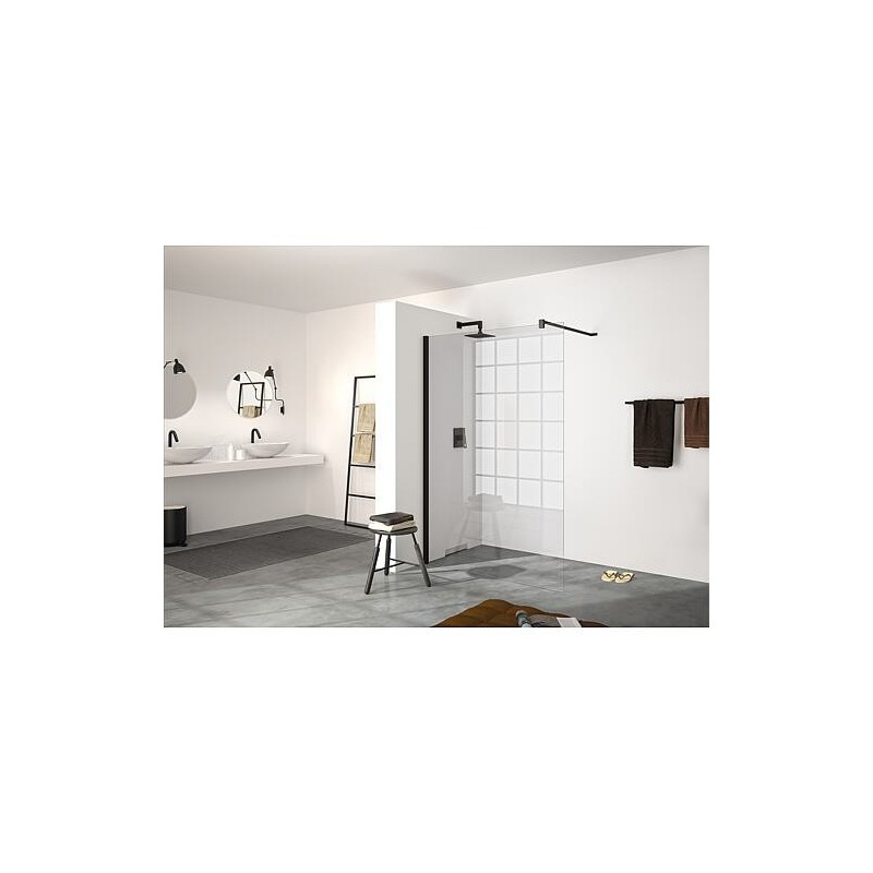 Paroi de douche en verre Hüppe modulaire avec kit de profilés muraux, l x H x P : 785-800 x 2000 x 6 mm ETC Black Ed