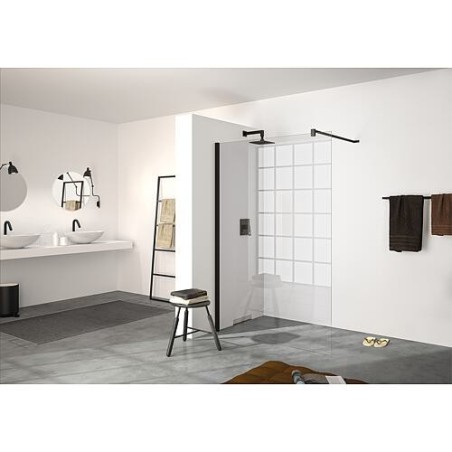 Paroi de douche en verre Hüppe modulaire avec kit de profilés muraux, l x H x P : 785-800 x 2000 x 6 mm ETC Black Ed