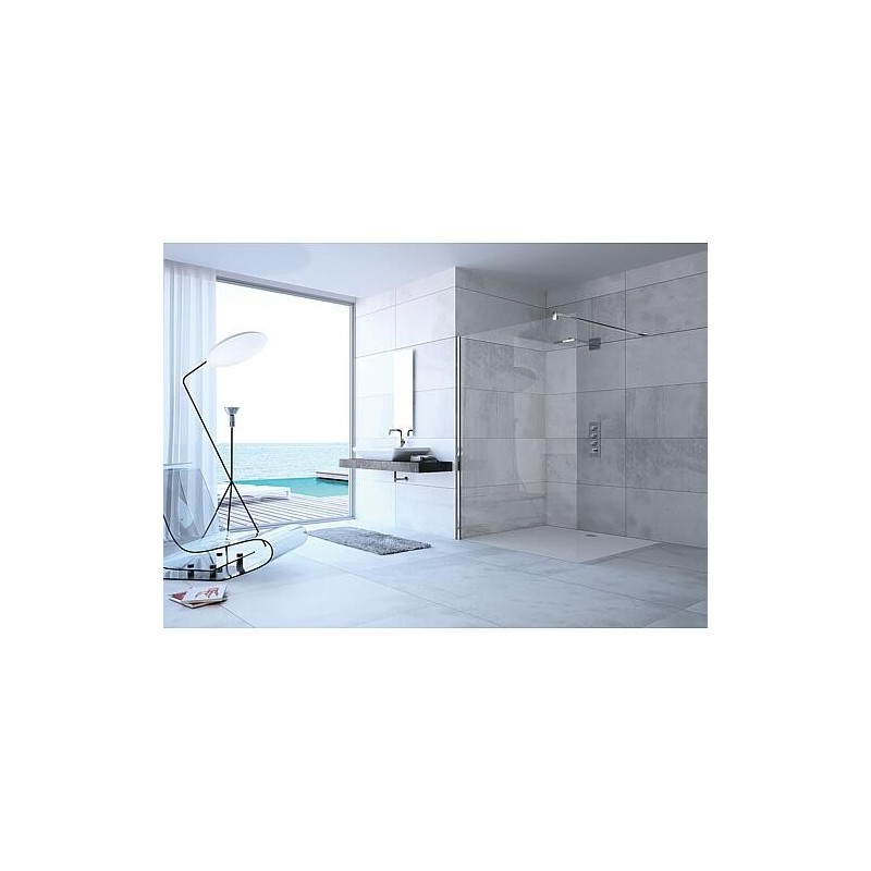 Paroi de douche Walk-In en verre Hüppe modulaire avec kit de profilés muraux, LxHxP:1190-1210x2000x8 mm ETC argent mat