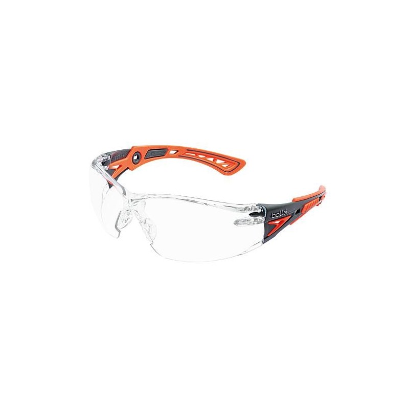 Lunettes de protection RUSH+ monture SMALL corail / grise - PC incolore - anti-rayures & anti-buée