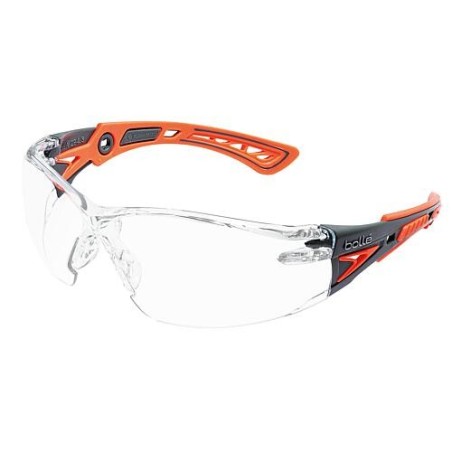 Lunettes de protection RUSH+ monture SMALL corail / grise - PC incolore - anti-rayures & anti-buée